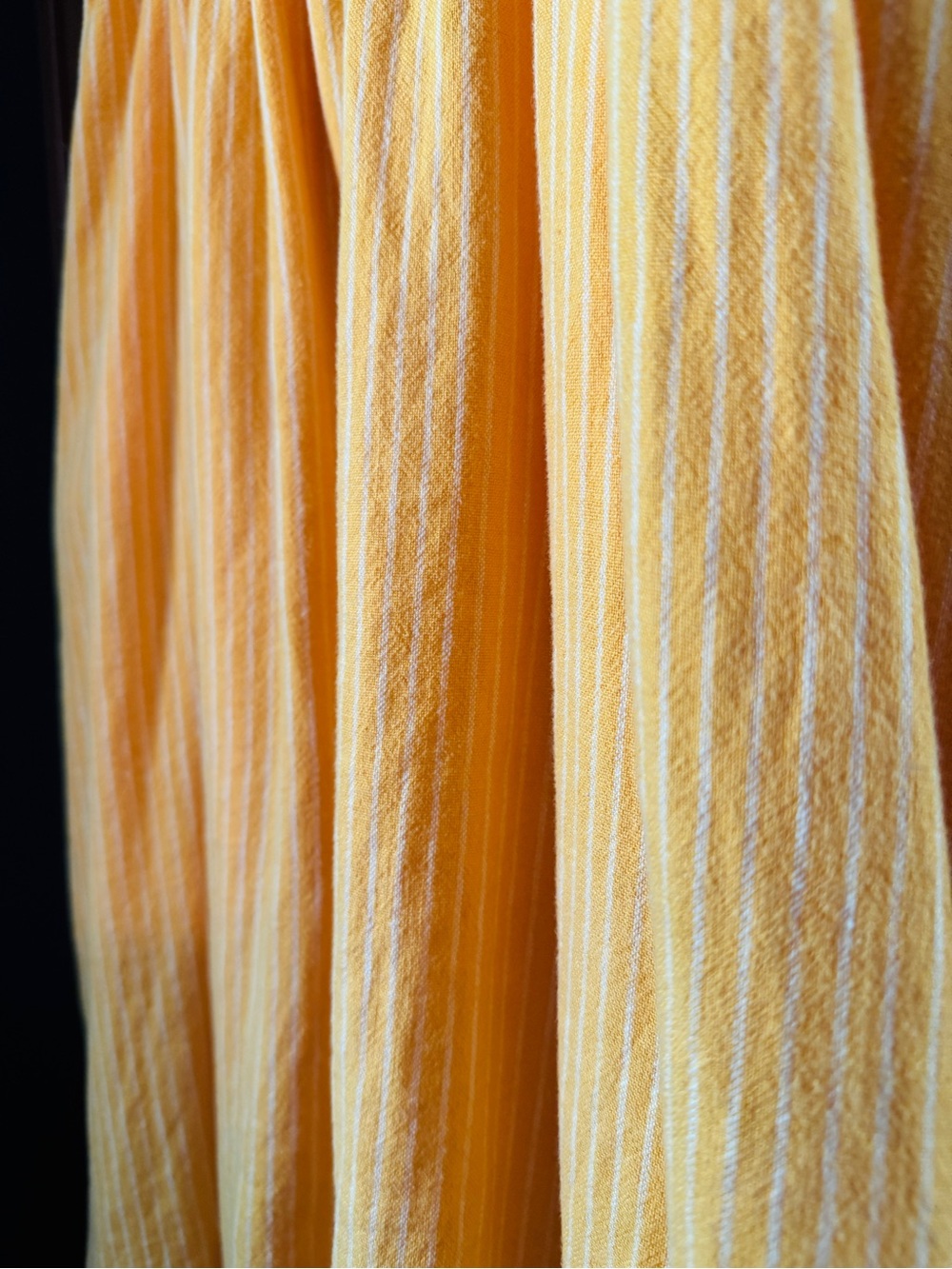 A New Day- Yellow White Striped A-Line Linen Midi Skirt - Picture 7 of 7